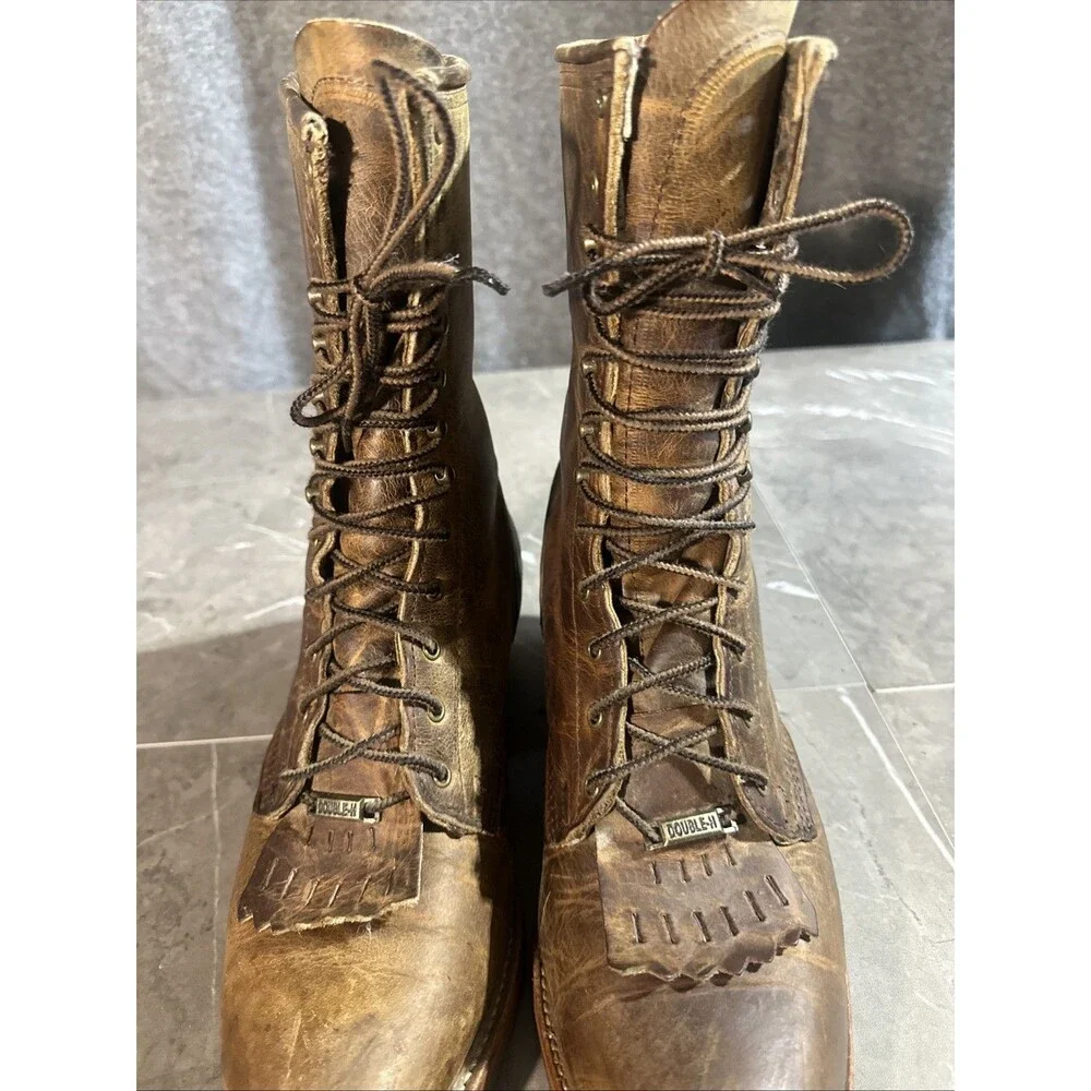 Double H Western ‘Lewis’ Logger Packer Lace Up Boots Brown DH9635 Size 10.5 EE